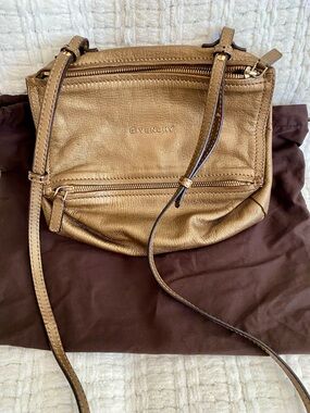 Givenchy Mini Pandora Bronze Metallic Soft Leather Crossbody Bag